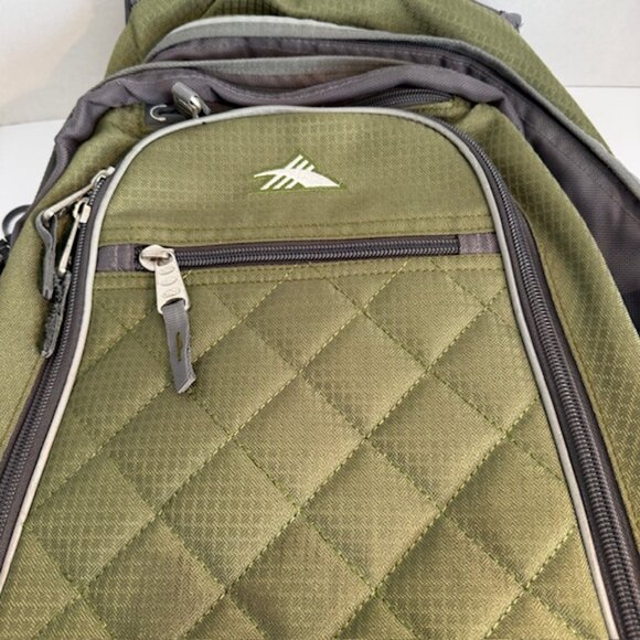 High Sierra Olive Green Padded Backpack Suspension Strap System Hiking Camping - Picture 5 of 10
